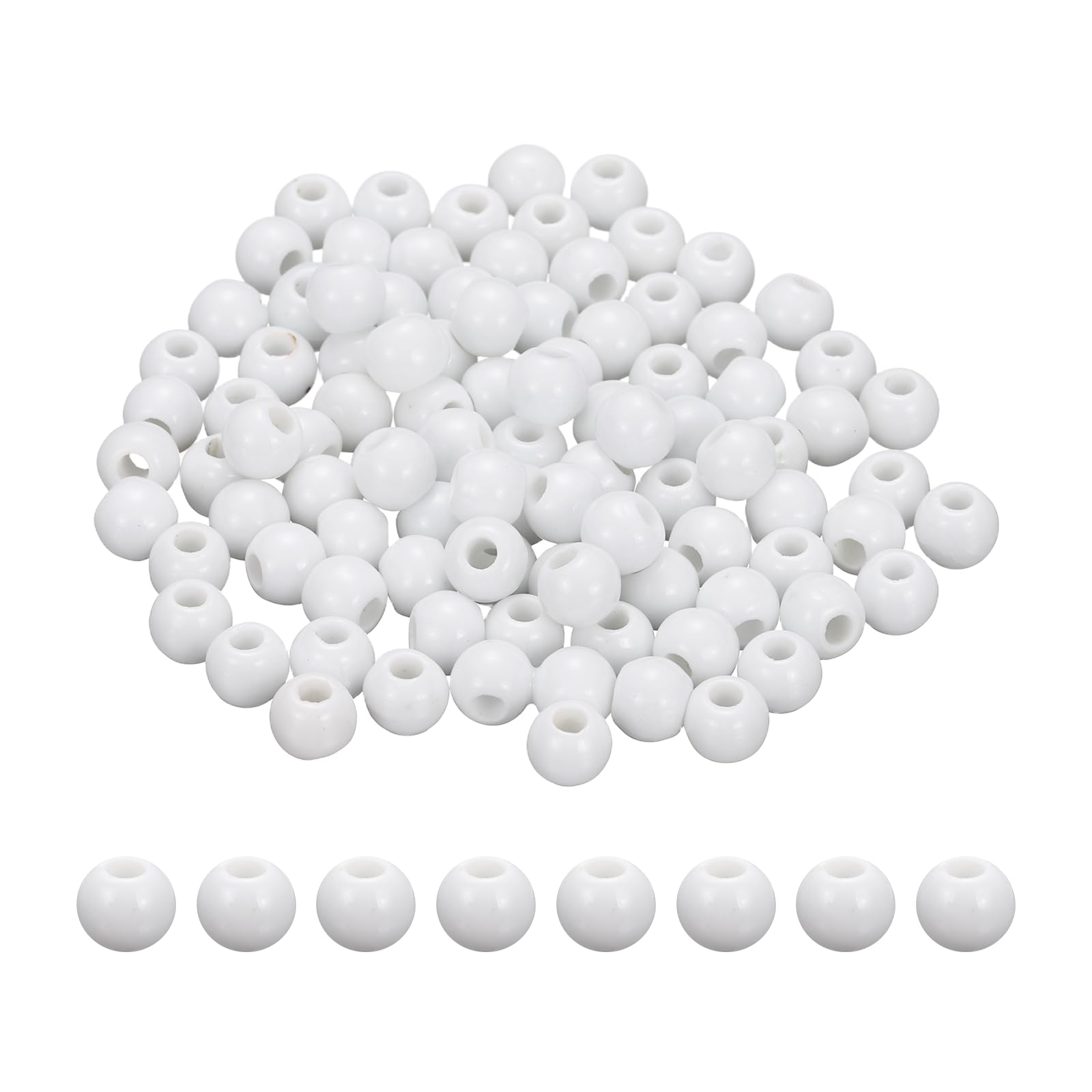 PATIKIL 100 Pcs Porcelain Beads, 6 mm Round Ceramic Handmade Spacer Loose Beads for Bracelet Necklace Earring Jewelry Making DIY Crafts, Pure White — image 1