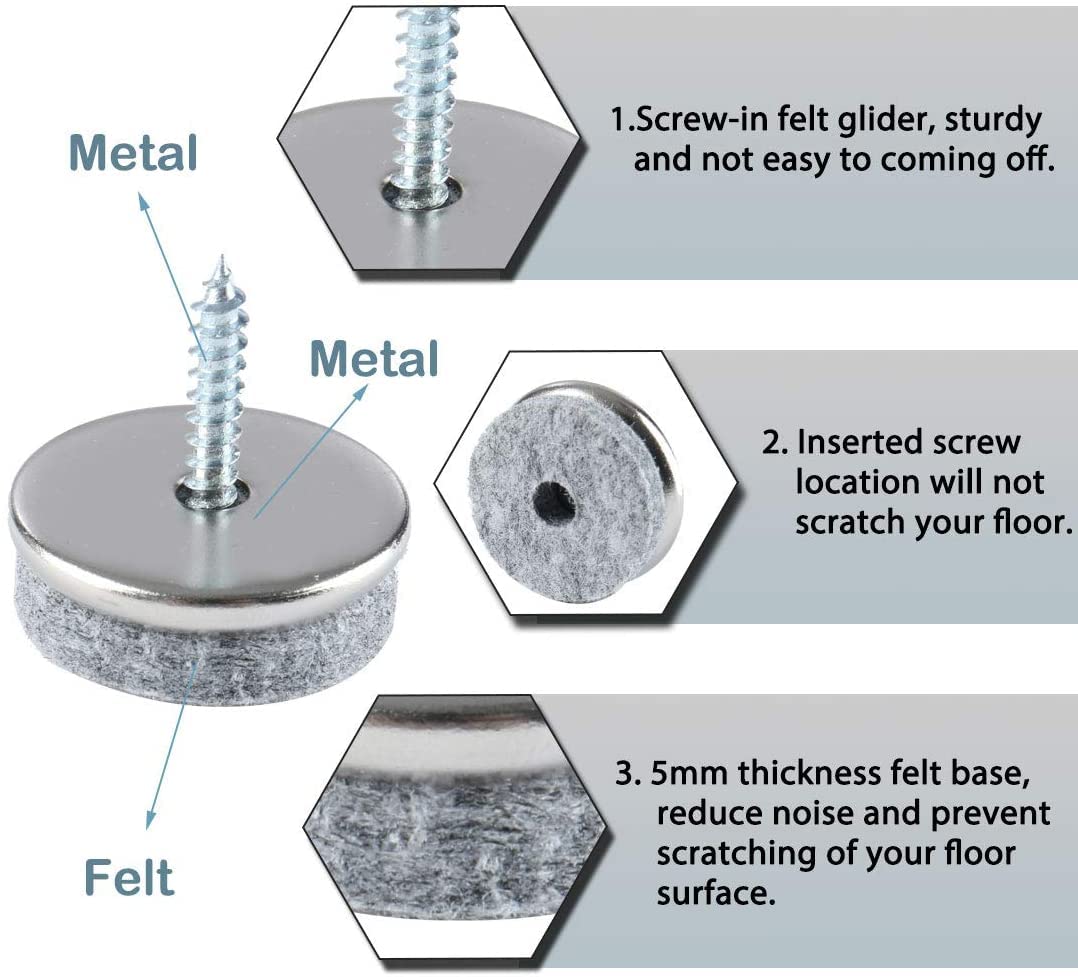 ECENCE Feltrini Per Sedie Con Viti Torx 28mm/1.1inch 24 Piedini - Foto 8