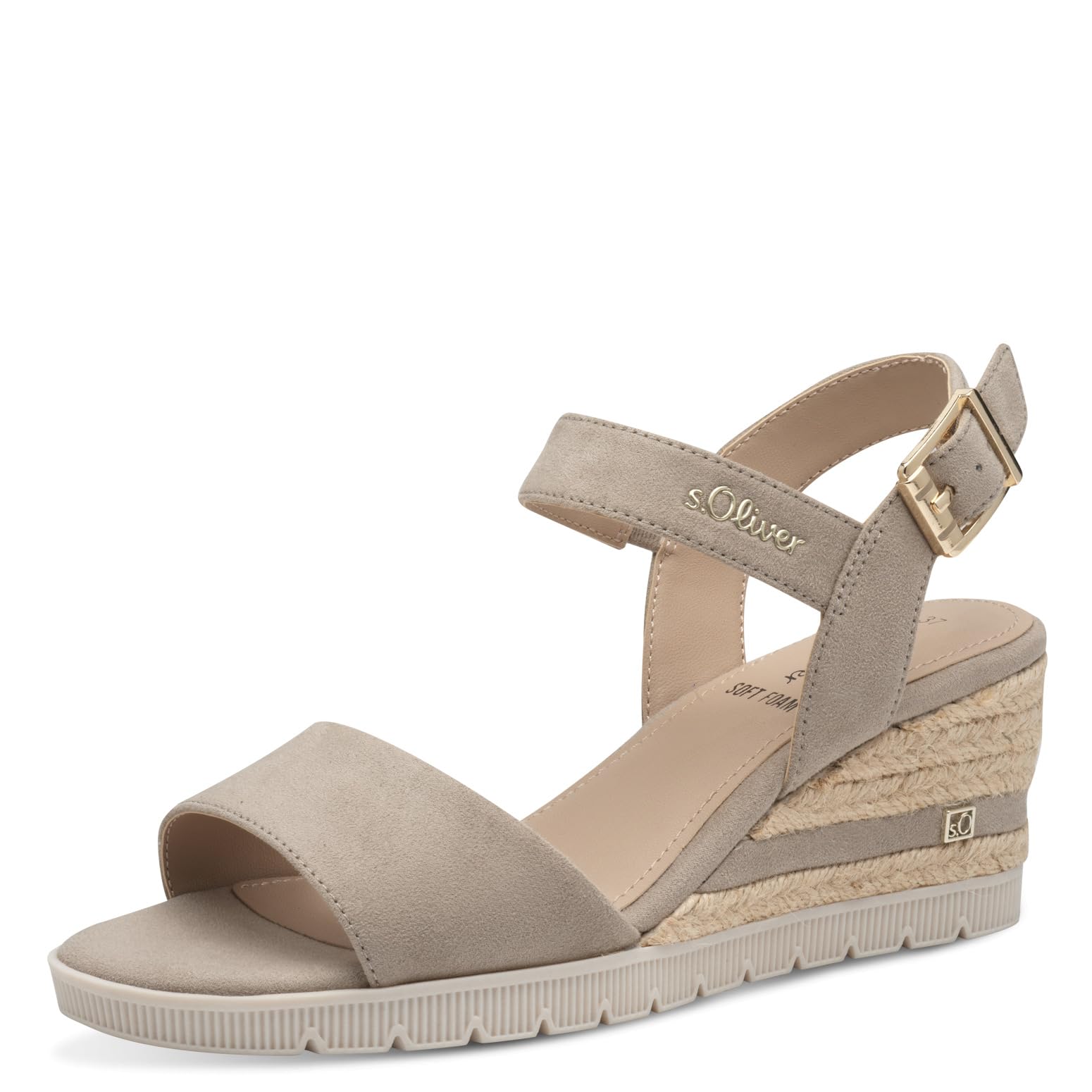 s.Oliver Women's 5-28713-42 Wedge Sandals, Light taupe, 8 UK