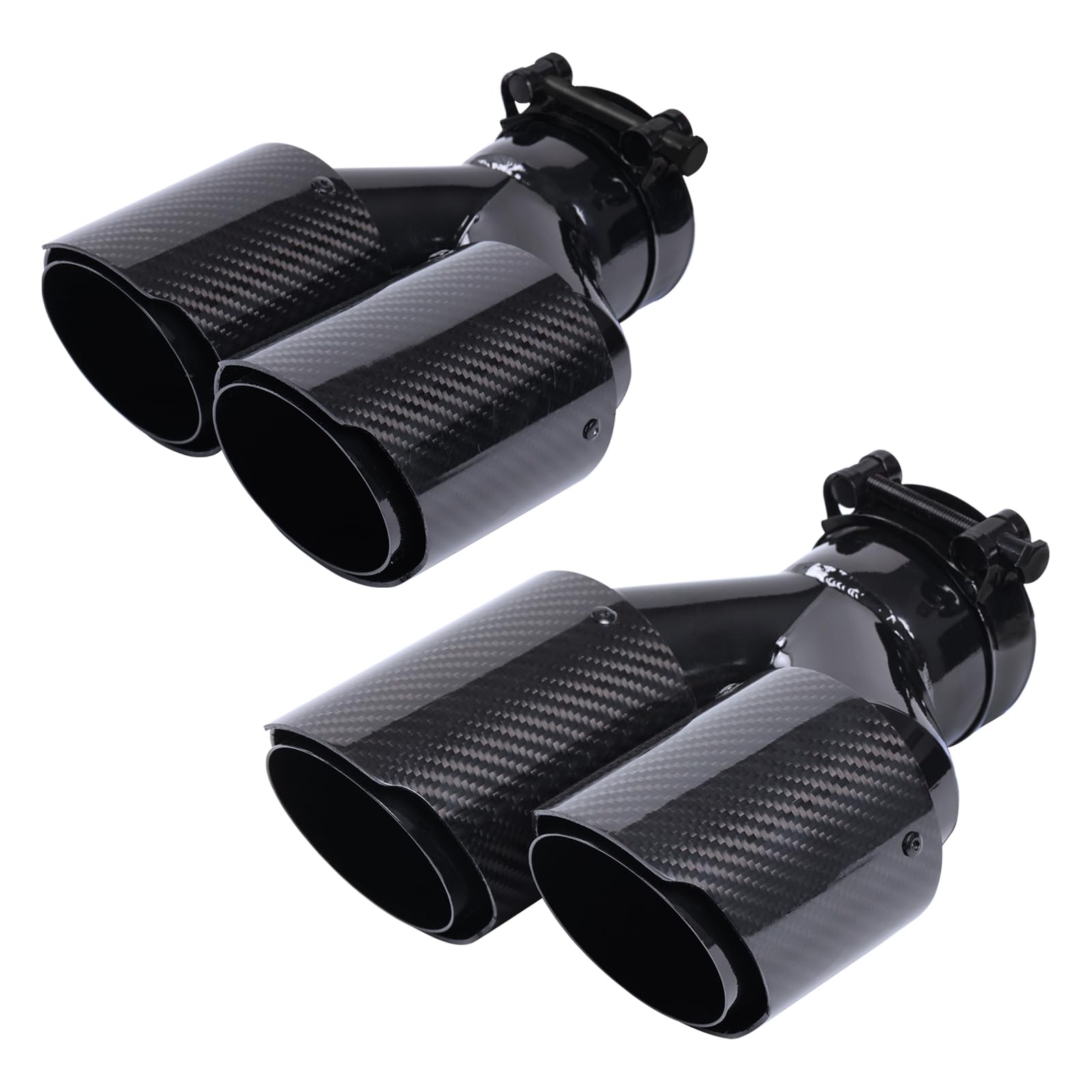 Photo 1 of 2-Pack Carbon Fiber Dual Exhaust Tips 2.5" Inlet to 3.5" Outlet, Universal Tailpipe 2.5 Inch Exhaust Muffler Tips (Gloss)