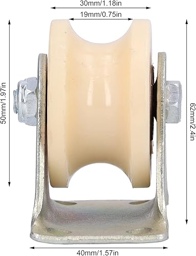 Miniatura 3 de Rueda de ranura tipo U de 1.969in, riel de cuerda de alambre resistente con soporte de 0.098in para equipos de elevación