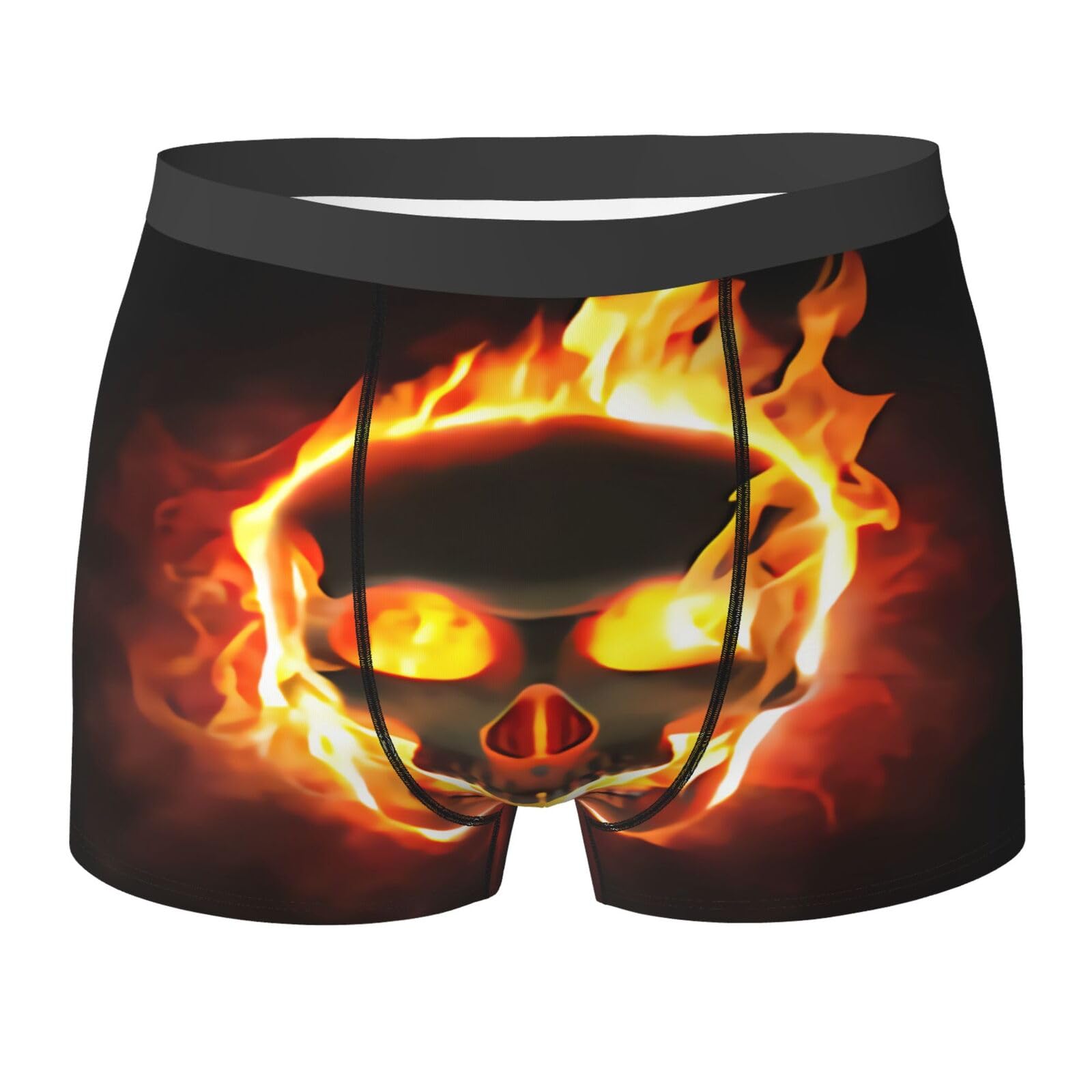 ASEELO Men's Boxer Shorts fire Skull Boxer Briefs Comfortable Stretch Men Underwear Trunks L