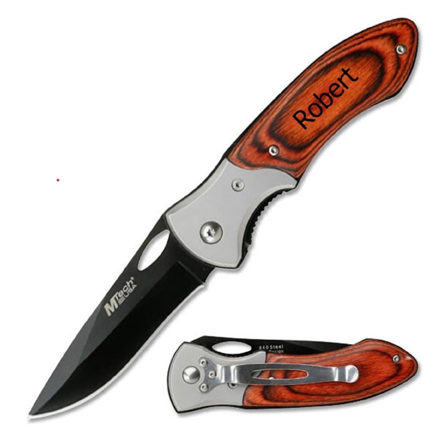 Free Engraving - Rose Wood Handle Quality Pocket Knife