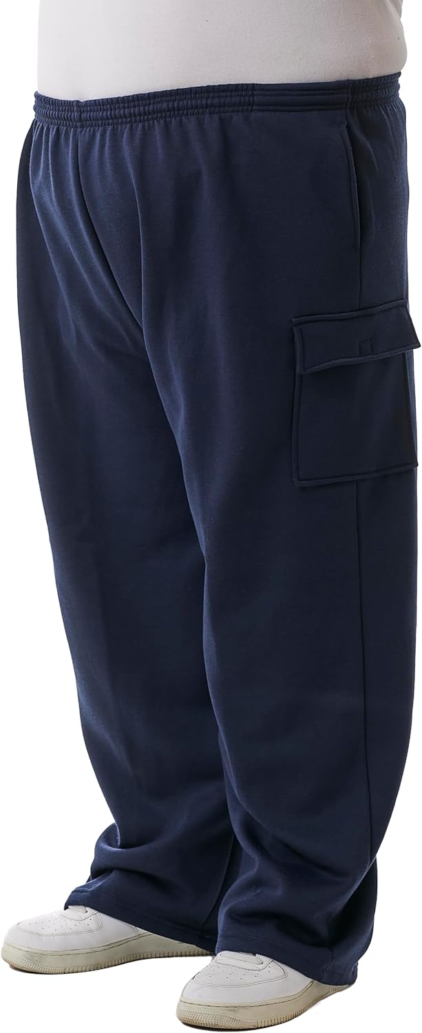 JC DISTRO USA-Made Men's Big & Tall Midweight Fleece Cargo Bottoms - Sweatpants & Shorts, Big & Tall 3XL to 7XL