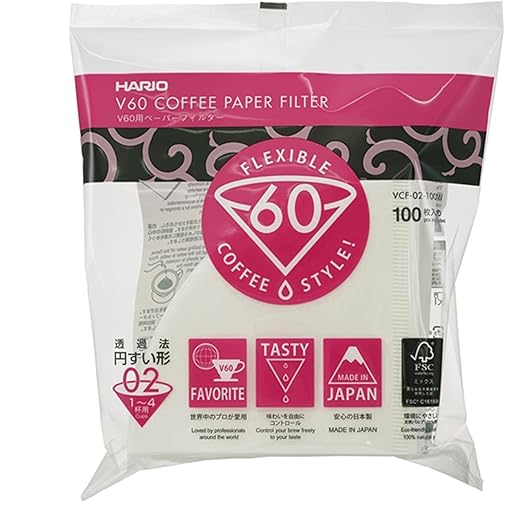TGL Co. Hario V60 Filter Papers | White 100 Count Paper | 02 Size | Coffee Filter Paper | Pour Over Coffee Pouch Easy to Brewing | Disposable