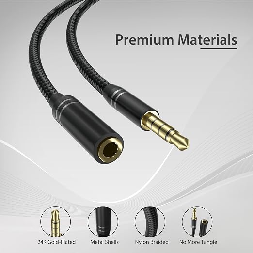 2 Pack Cable extensor auxiliar de 3.5mm, 1.2m miniatura 5