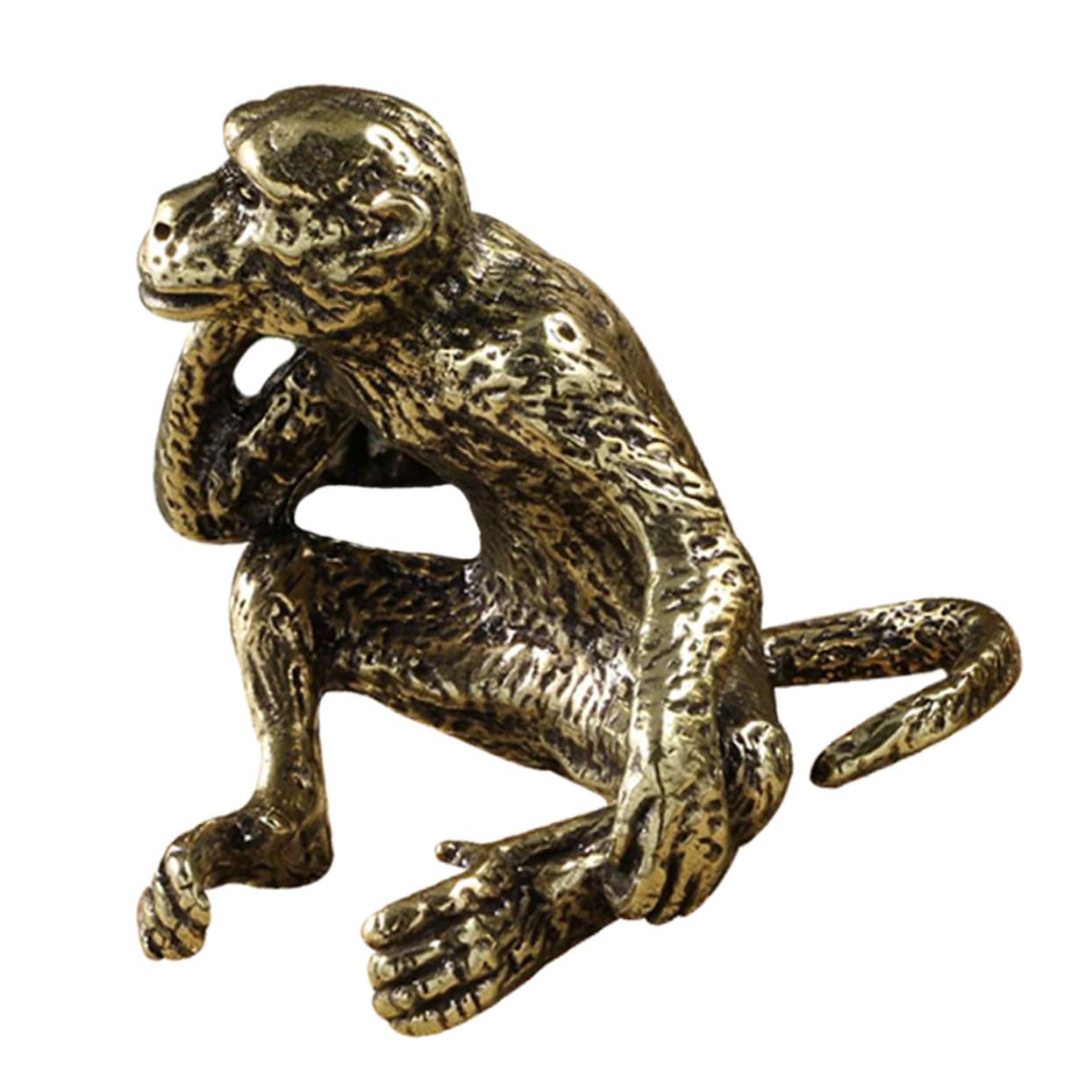ibasenice 2stücke Vintage Mini Monkey Statue Messing Lifelike Tierfigur Für Schreibtischdekoration Kreative Retro Affenskulptur Perfektes Für Und Sammler