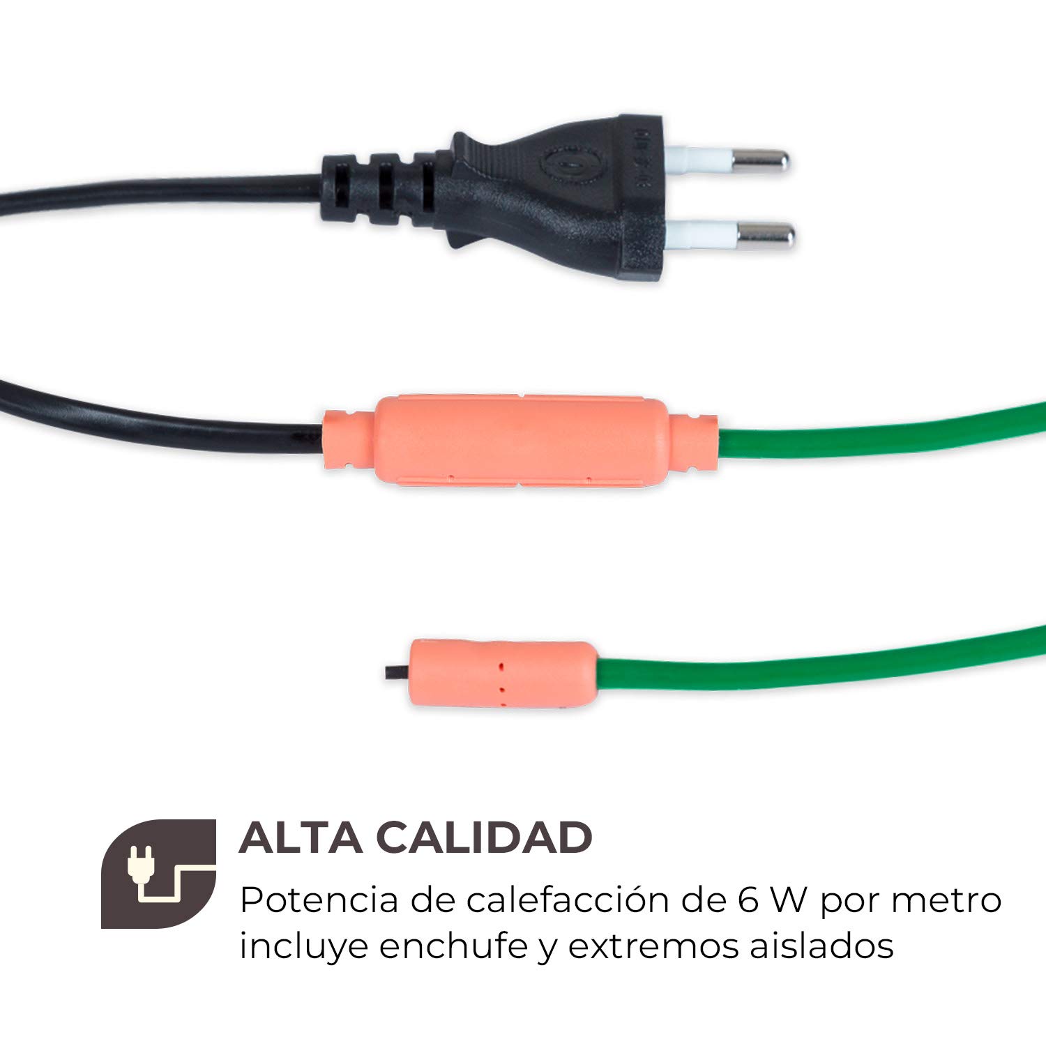 Waldbeck Greenwire Select 12 cable calefactor de plantas - 12 m de largo de calefactor + 2 m de alimentación, con termostato, 5-25 °C por encima de la temperatura ambiente, 6 W/m de potencia, IP68