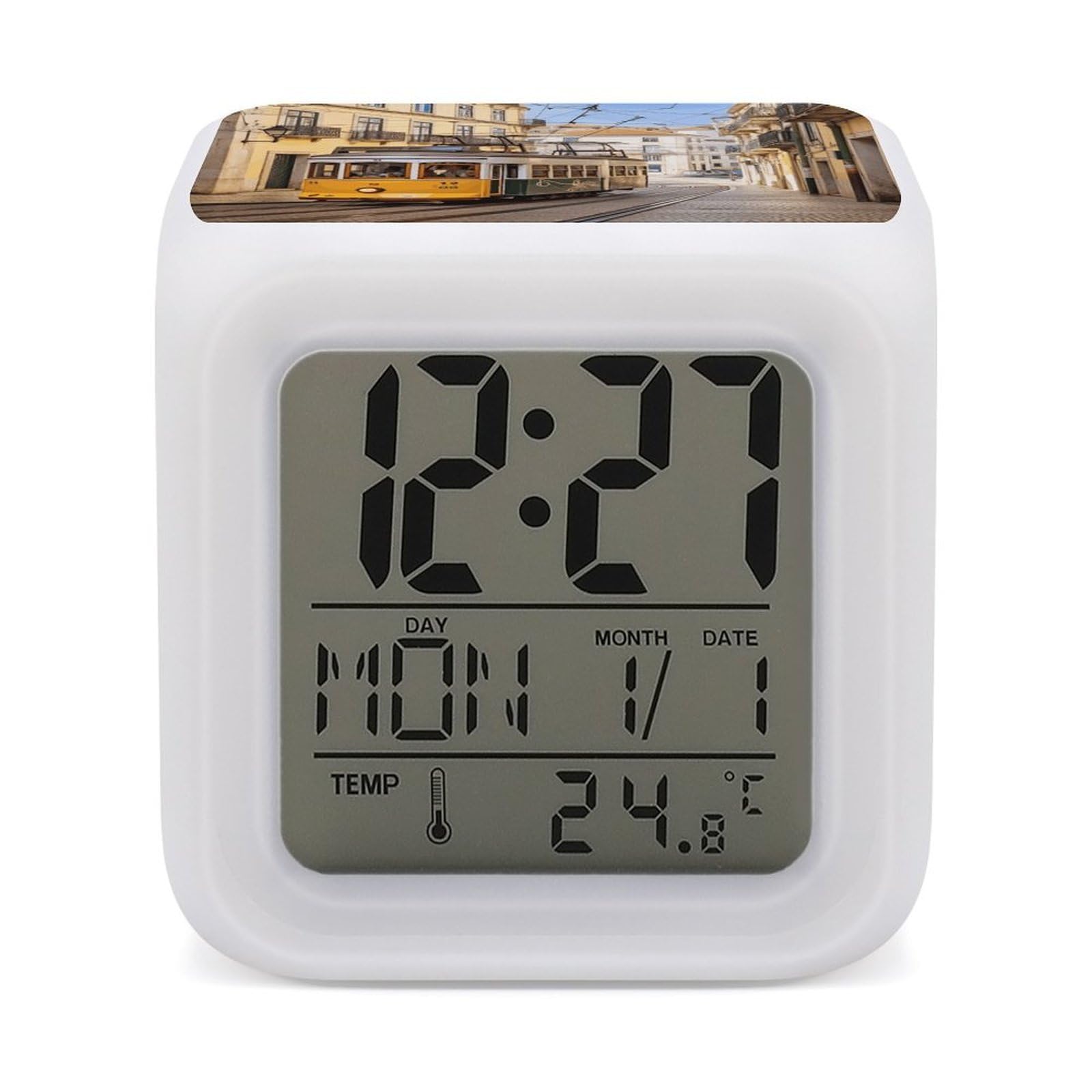 Reloj despertador súper fuerte con pantalla digital LED y luz nocturna de 7 colores