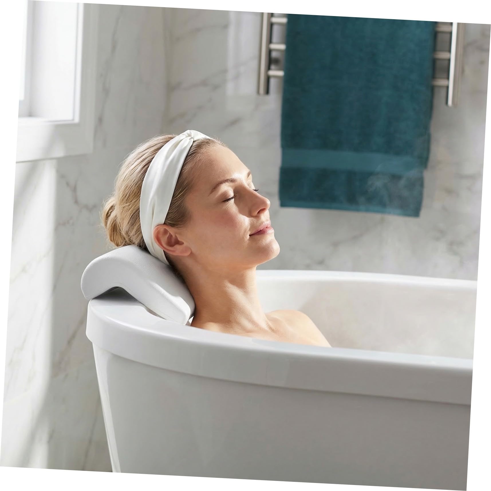 Gatuida Cuscino per Vasca da Bagno in PU con Ventose Antiscivolo Supporto Ergonomico per Collo e Schiena Adatto per Adulti e Accessorio Bagno Comfort Spa