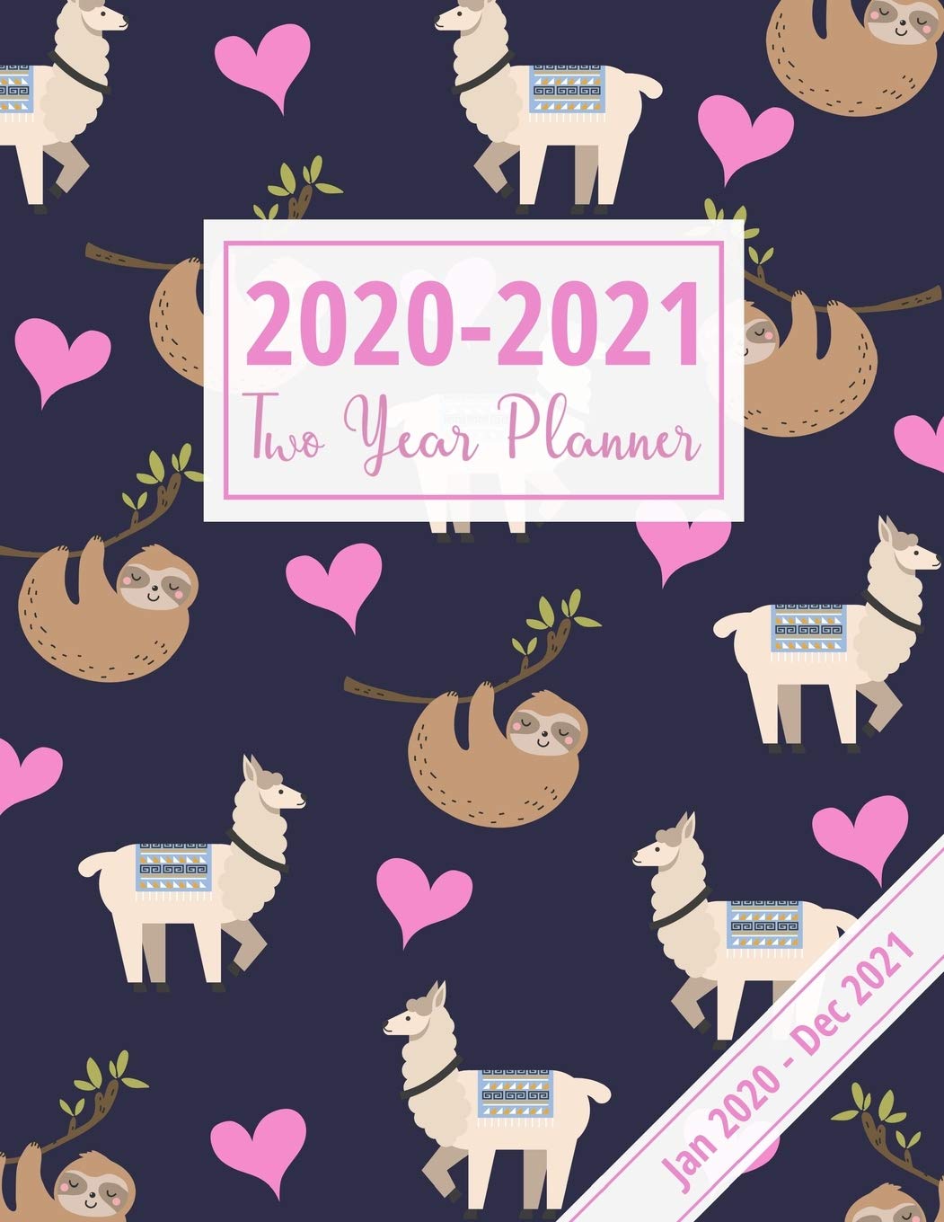 2020-2021 Two Year Planner: Cute Sloth & Llama Planner: Schedules & Appointments Organizer With Year At A Glance & Notes Pages