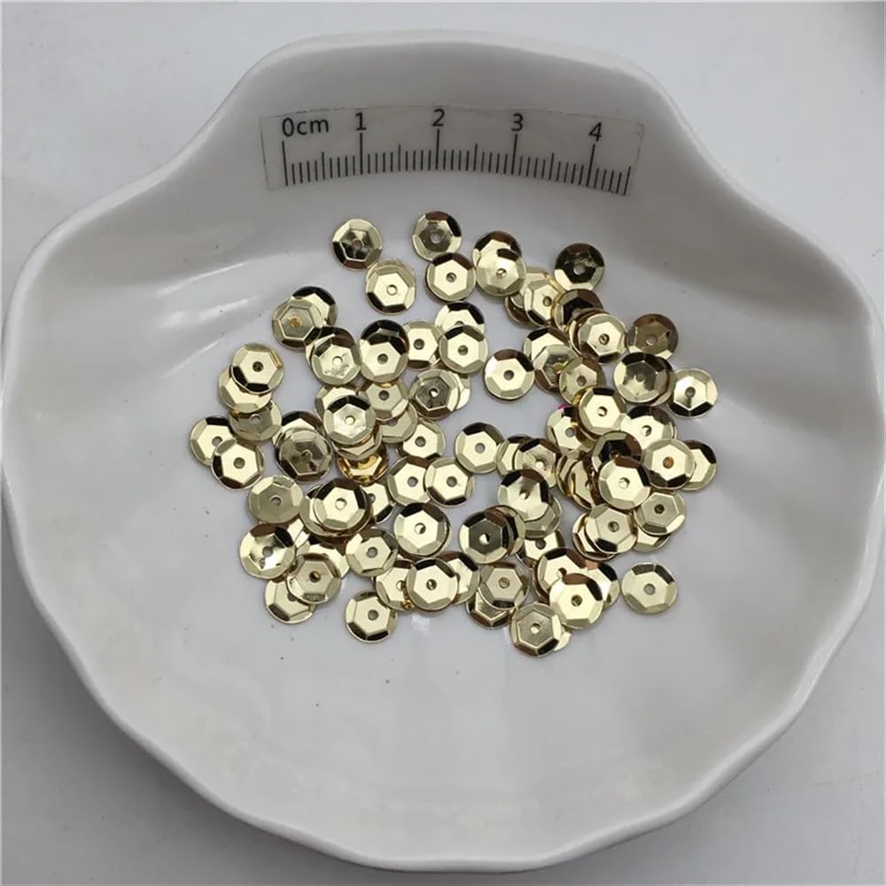 10g 3mm 4mm 6mm 10mm Silver-Base Cup Sequins Paillettes for Clothes Hat Shoes DIY Handmade Accessory(Light Gold,10g 3mm deep Cup)