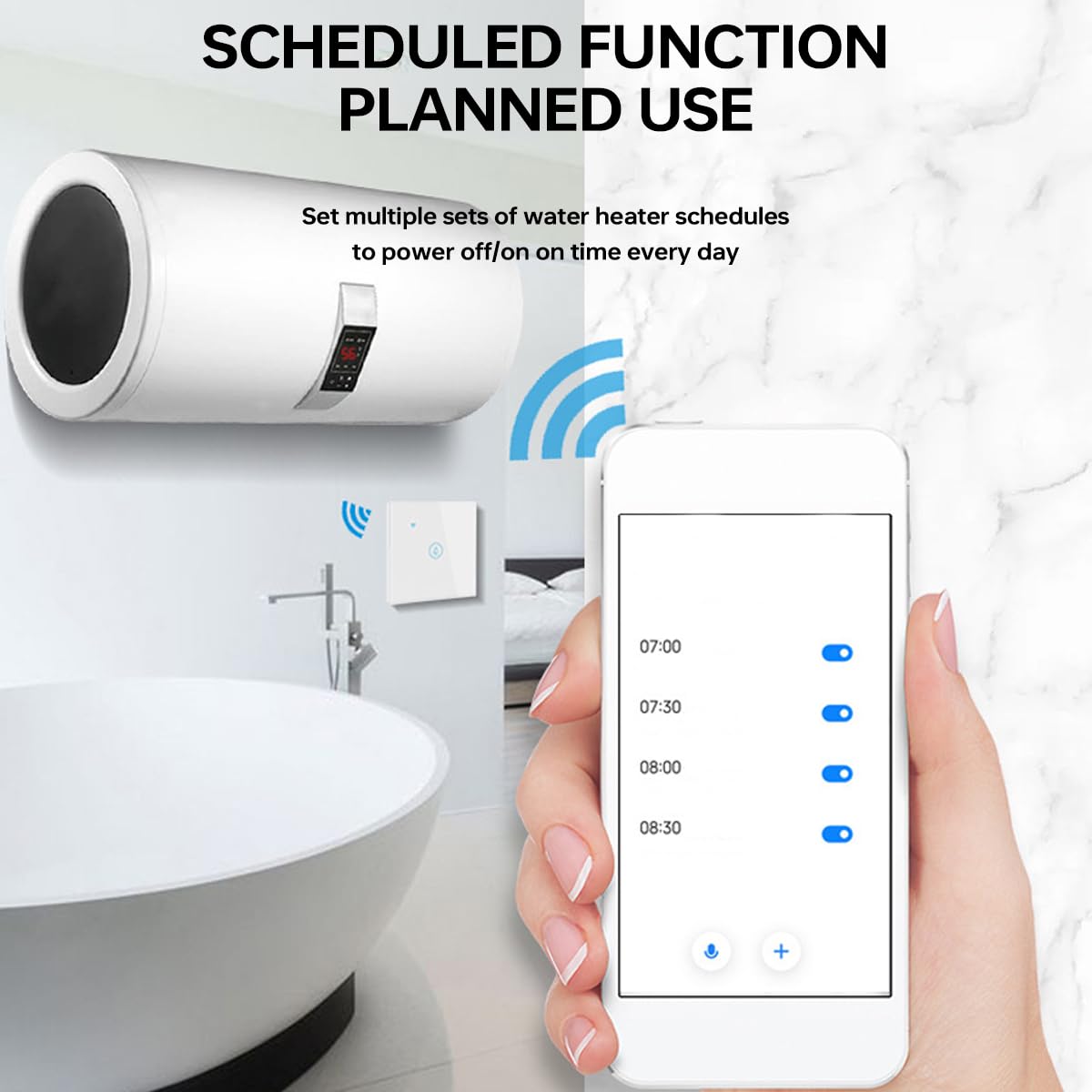 Acmerota Smart Immersion Heater Timer Switch White 40A WIFI Smart Wall Touch Boiler Switch Immersion Heater Timer Switches Works with Alexa Google Home and SmartLife APP Tuya - Image 4