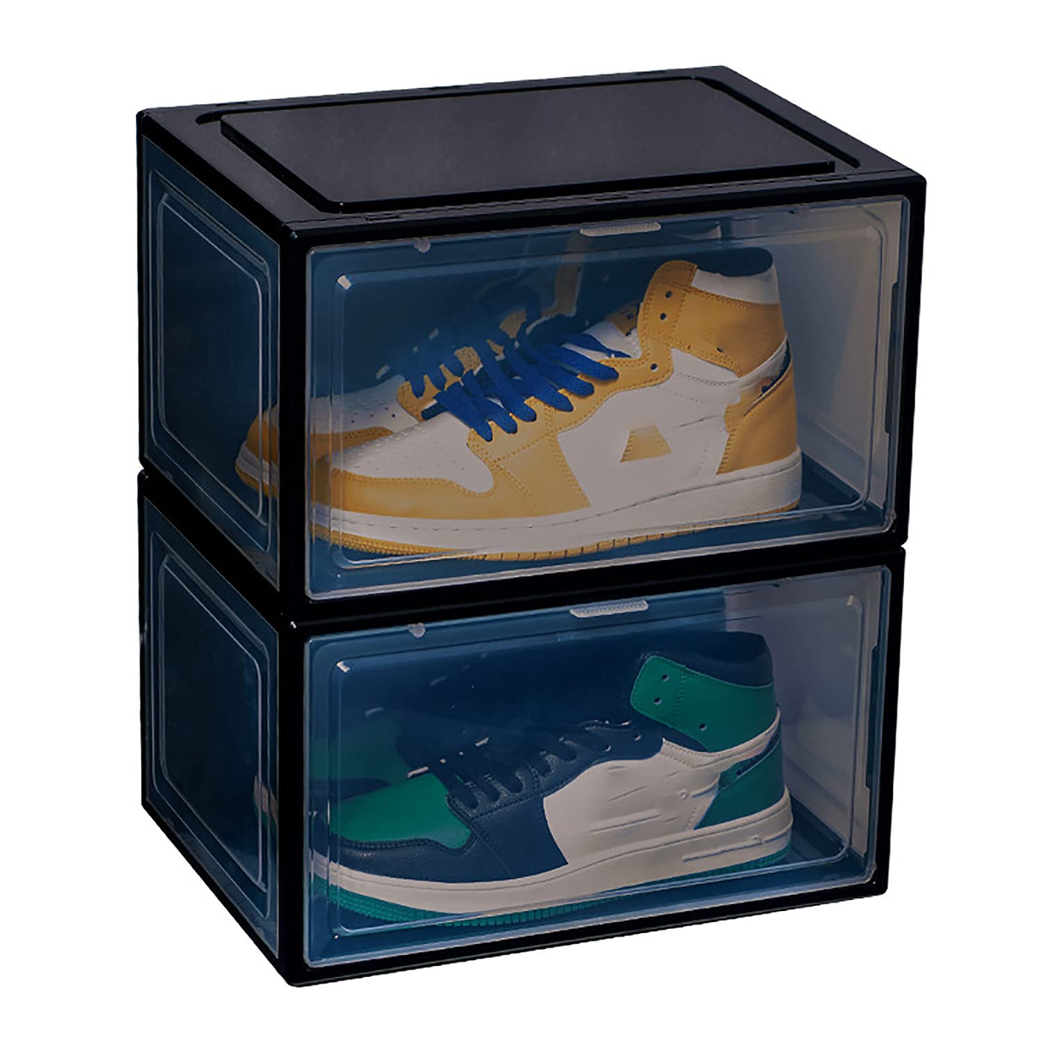 Boîte à chaussures pliable plastique transparent lot de 2 rangement empilable