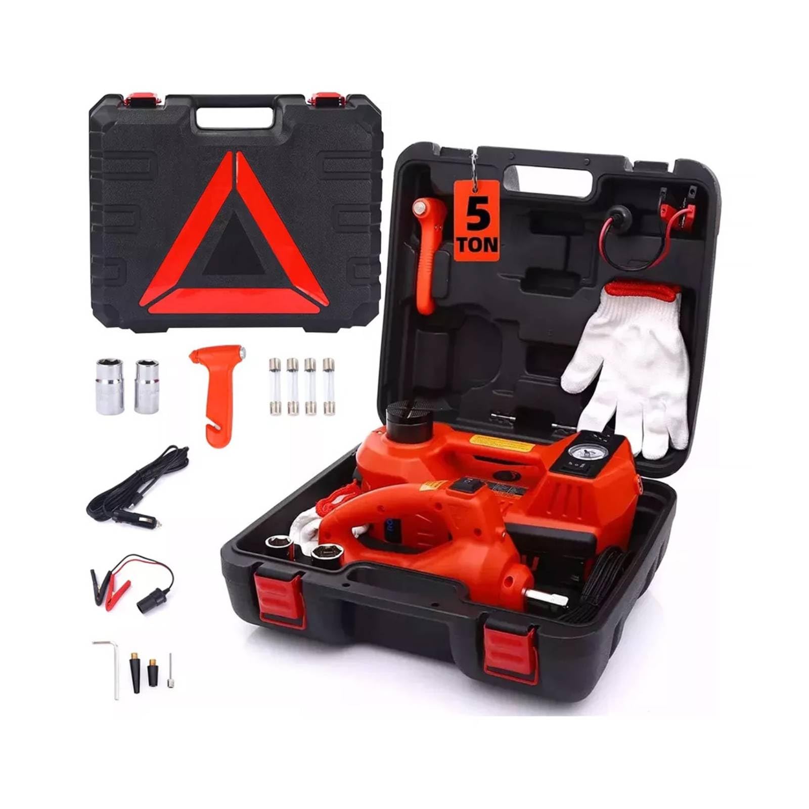 FINYQBET Kit de Macaco Eletrico para Carro 12v, 5 Toneladas Macaco Hidráulico com Chave