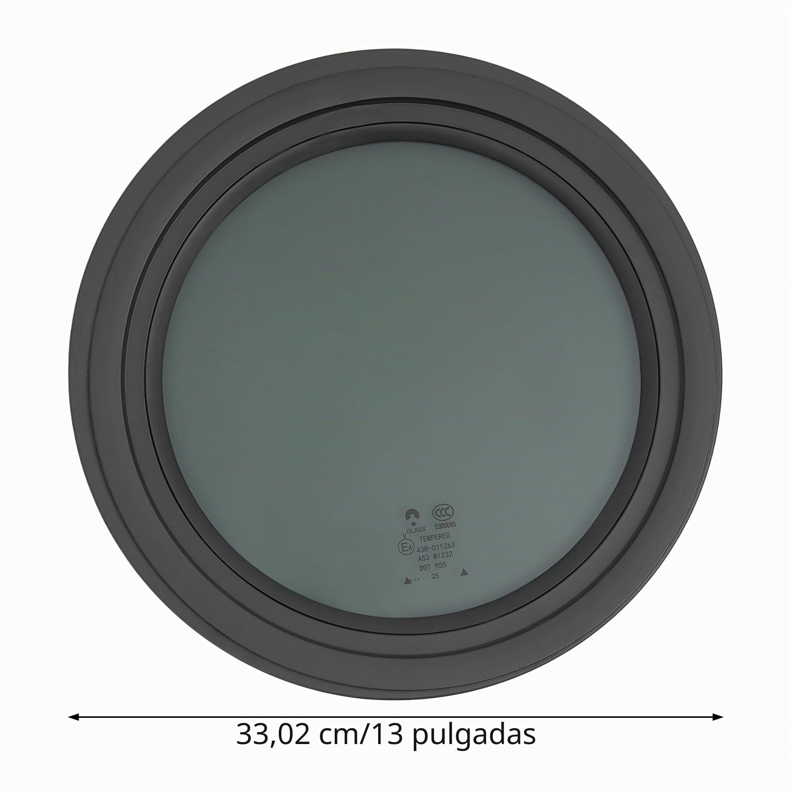 Ventana con cremallera redonda de 13 pulgadas con protección solar integrada, resistente a los rayos UV, aleación de aluminio y vidrio templado para caravana y caravana, diámetro: 13 pulgadas