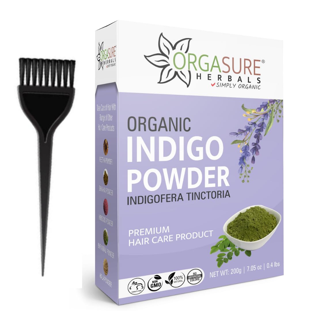 ORGASURE Indigo Powder for Black Hair, Indigo Dry Leaves Powder (Indigofera Tinctoria) 200gm-image-15