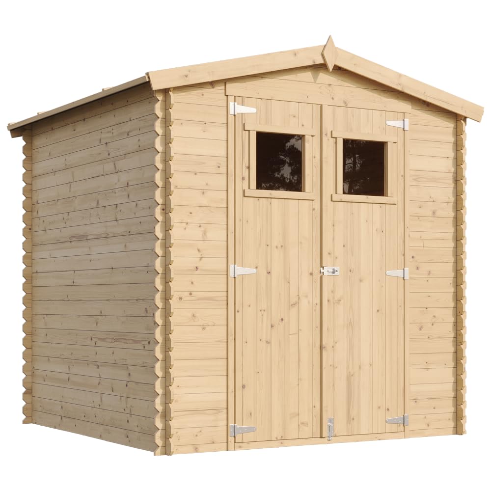 TIMBELA M343 Casetta da Giardino in Legno per Esterni - L216xL206xA218 cm/ 3.53 m2 - Piccola Casetta in Legno, Rimessa Attrezzi, Deposito Bici