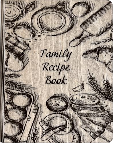 Magic Wood Master Wooden Blank Recipe Book - Family Cookbook, Wooden Cover with 80 Sheets for Handwritten Recipes - Notebook, Kitchen Journal and Recipe Keeper, Wooden Gift (WHITE OAK)