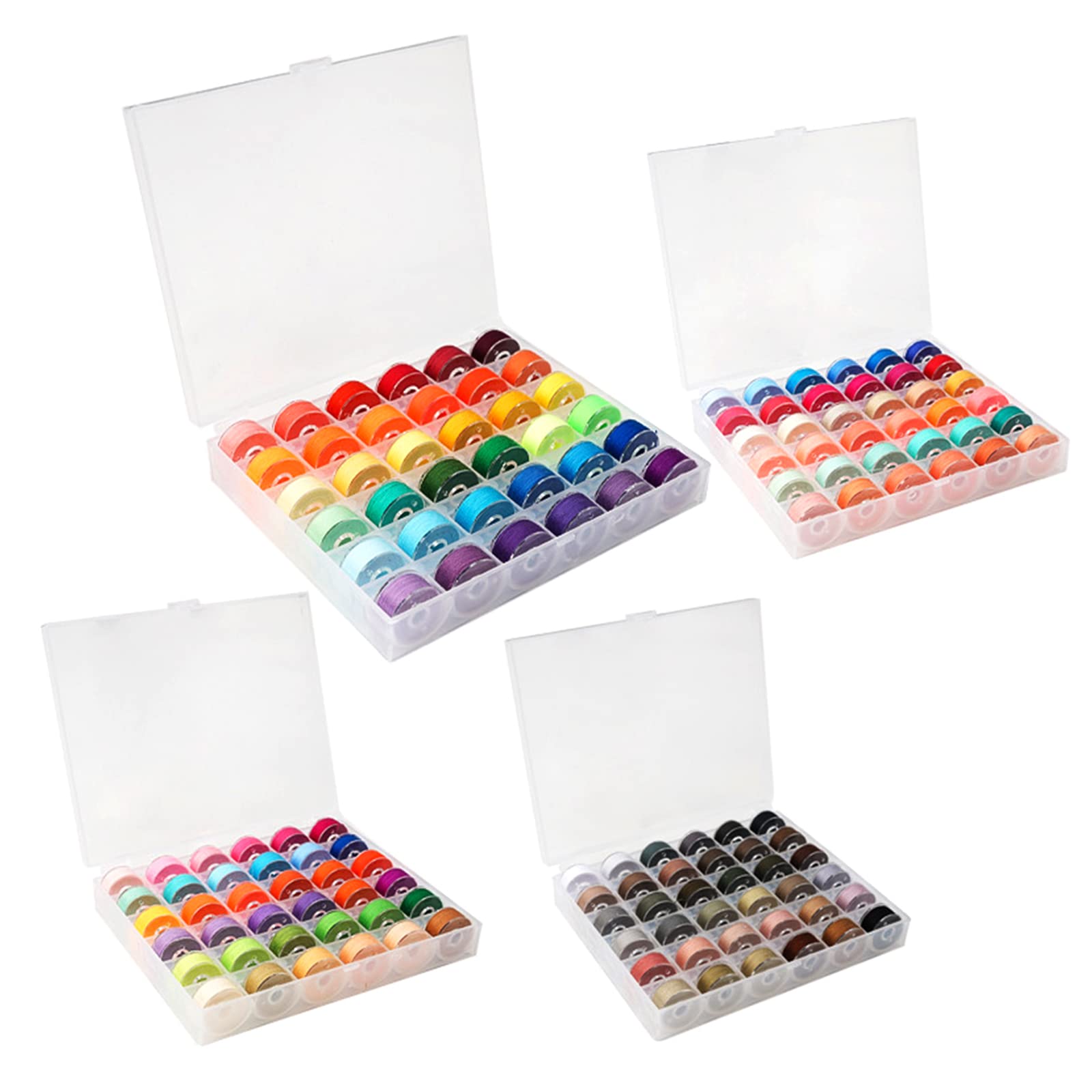 Filo Bobina preavvolto da 144 con Bobina per Custodia, Colori Vivaci Assortiti, Adatto per Macchina da Cucire per Ricamo, Filo per Cucire, Set in Custodia, Set Cotone per Macchina