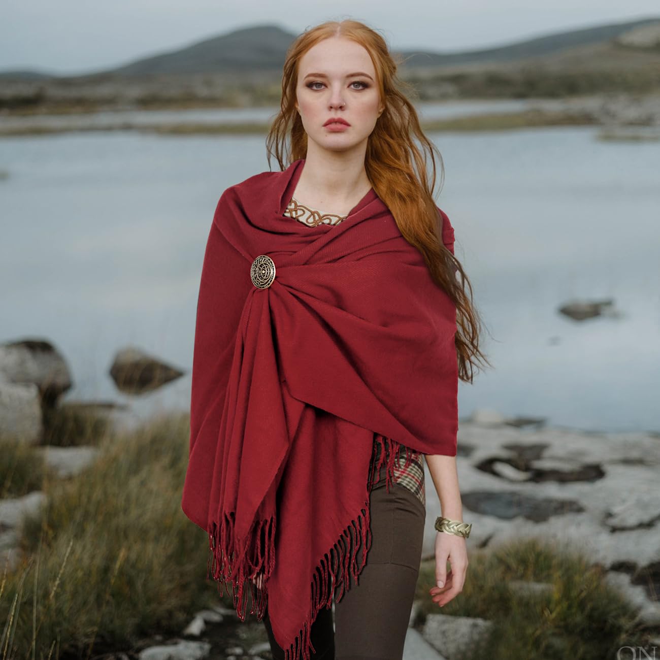 keland Donna Pashmina Scialle Stola in Cachemire Sciarpa Oversize con Spilla
