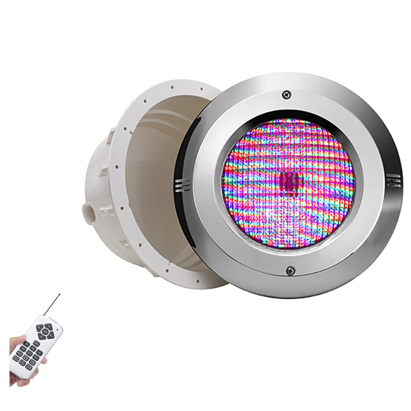 Luce for Piscina con Controllo, AC 12V IP68 Par 56 RGBW con scolorimento colorato, Materiale in Acciaio Inossidabile, Luce Subacquea (25w)