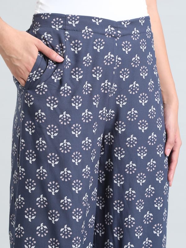 Image of GO COLORS Soft Viscose Printed Palazzo Full Length for Women| Breathable, Mid Rise