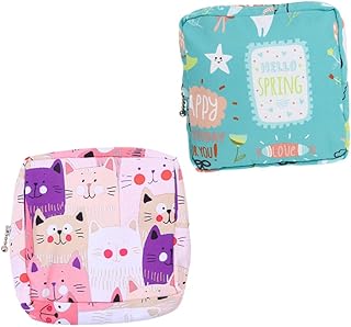 Hemoton Women Purses Travel Menstrual Pad Pouches 2pcs napkin storage bag Lovely Storage Pouches Towel Holders Nursing Pad Containers zip up wallet Lipstick Bags Cosmetics Bags