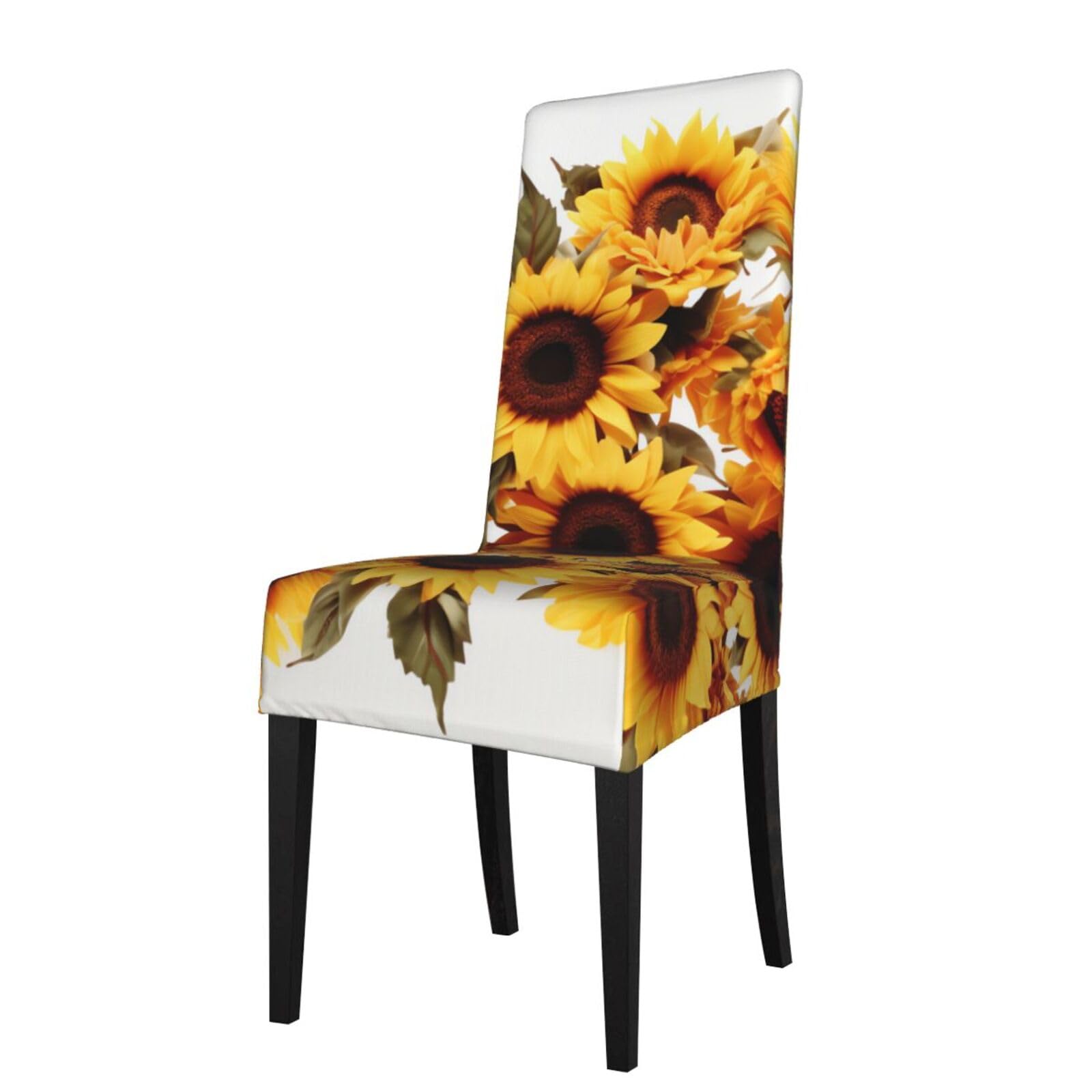 FodPand Stretch Chair Covers for Dining Room, Beautiful Sunflowers Chair Seat Covers Washable Detachable Chair Slipcover Chair Protectors Covers for Kitchen,Wedding,Party
