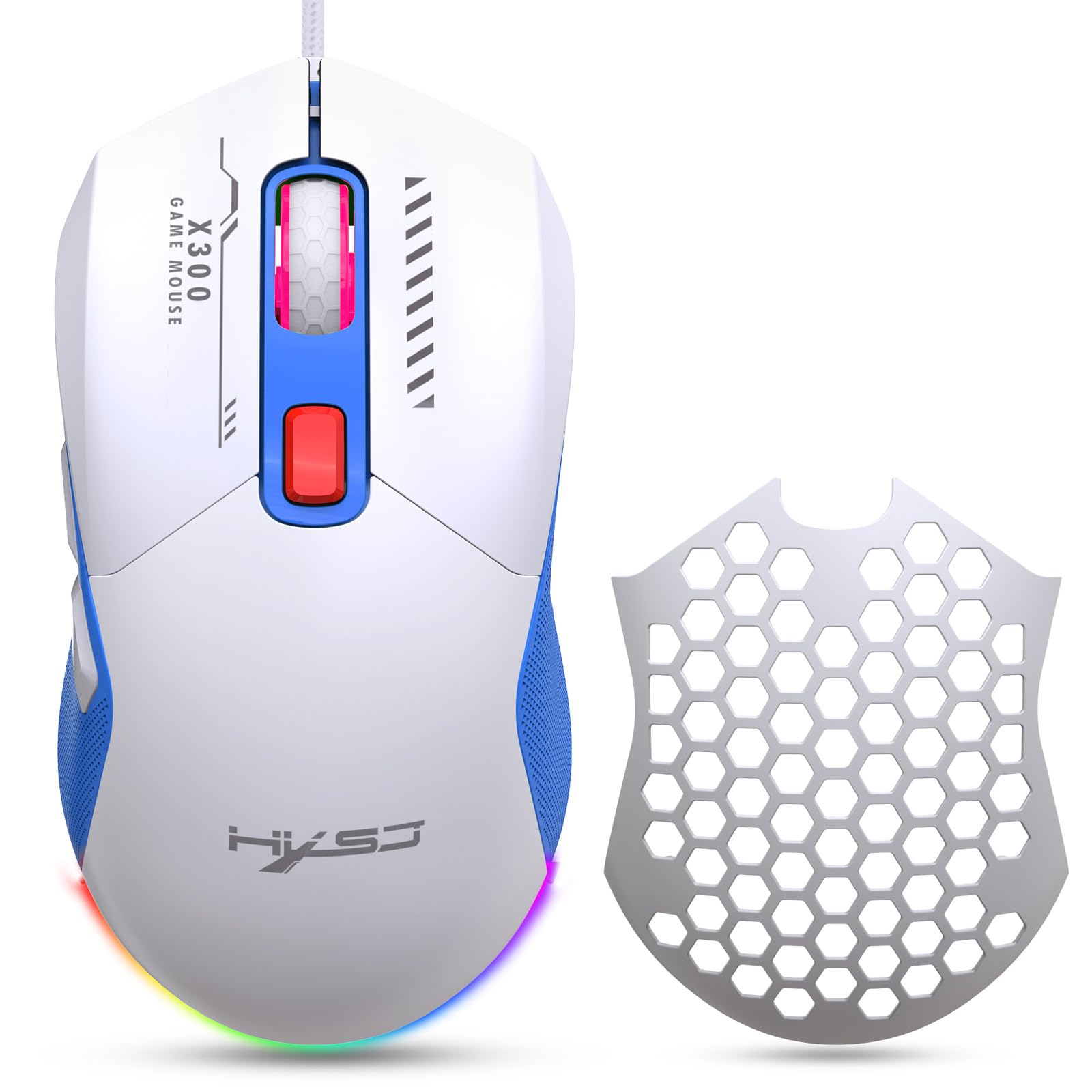 FackLOxc Gaming Mouse 7200DPI Optical Programmable Button RGB Honeycomb Mouse Wire Mouse Ergonomic Computer Mouse For PC Optical Gaming Mouse USB Gaming Mouse Ergonomic Gaming Mouse