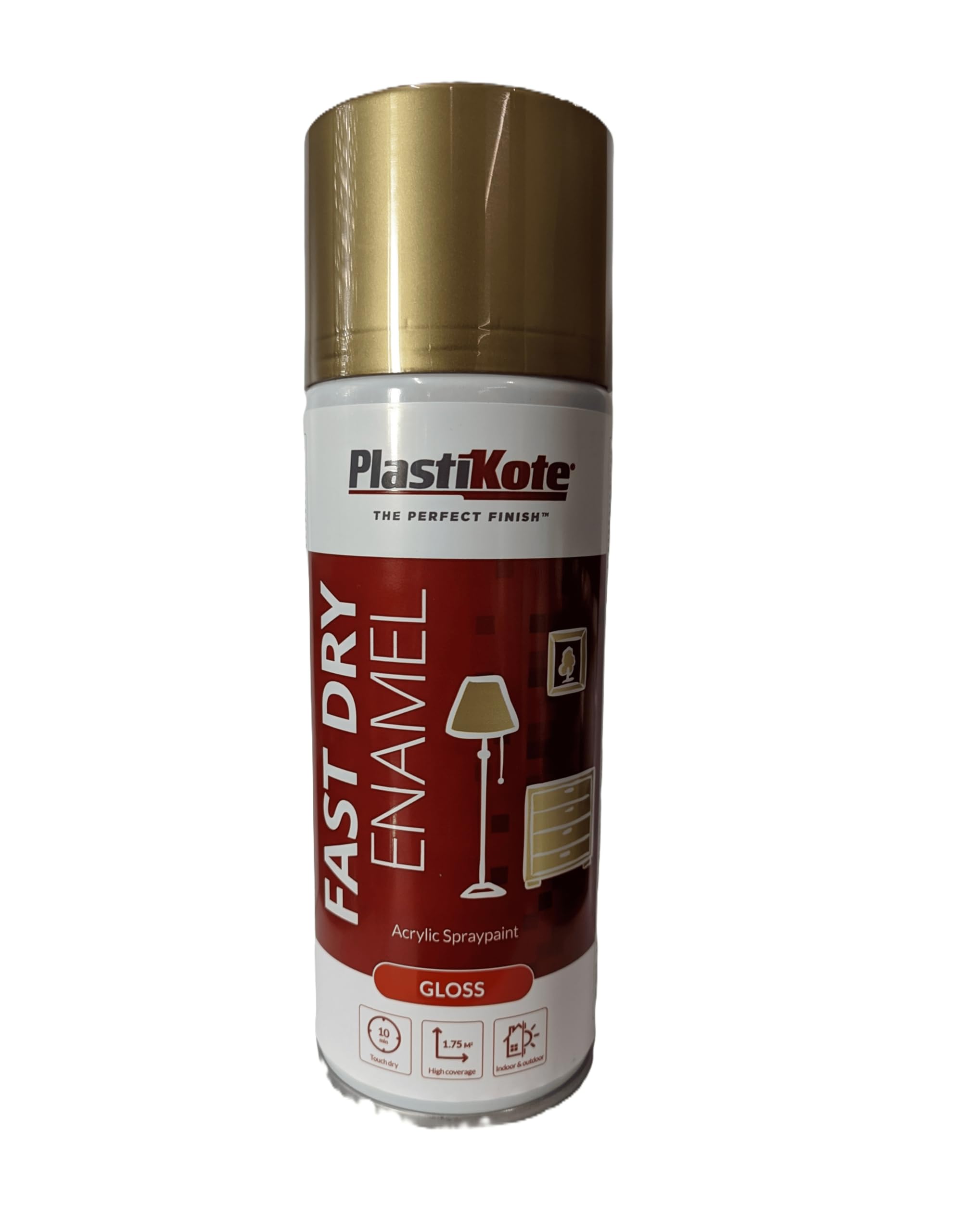 Supergift.com Gloss Gold 400Ml Fd Enamel Aerosol 2-In-1 Spray Paint For Indoor And Outdoor Multipurpose Surfaces Including Metal, Wood, Plastic, And Masonry