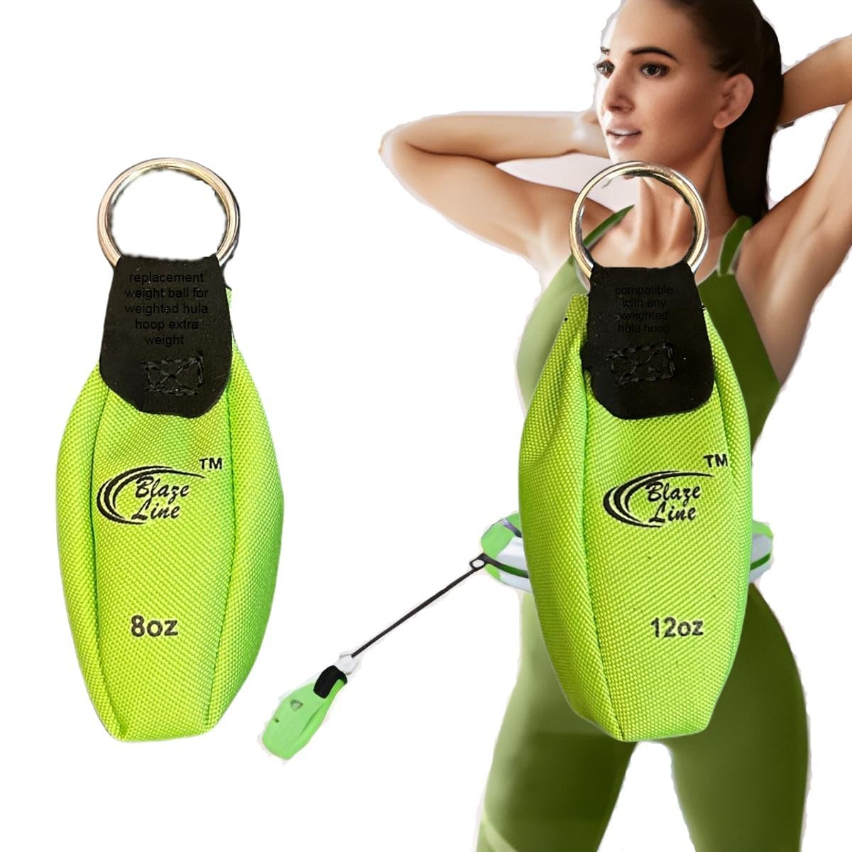 Blaze Line Hoola Fitness Hoop Adjustable Weight Bag 8oz and 12oz Pouch 2-Pack for Weight Loss, Fitness, Exercise and Workout