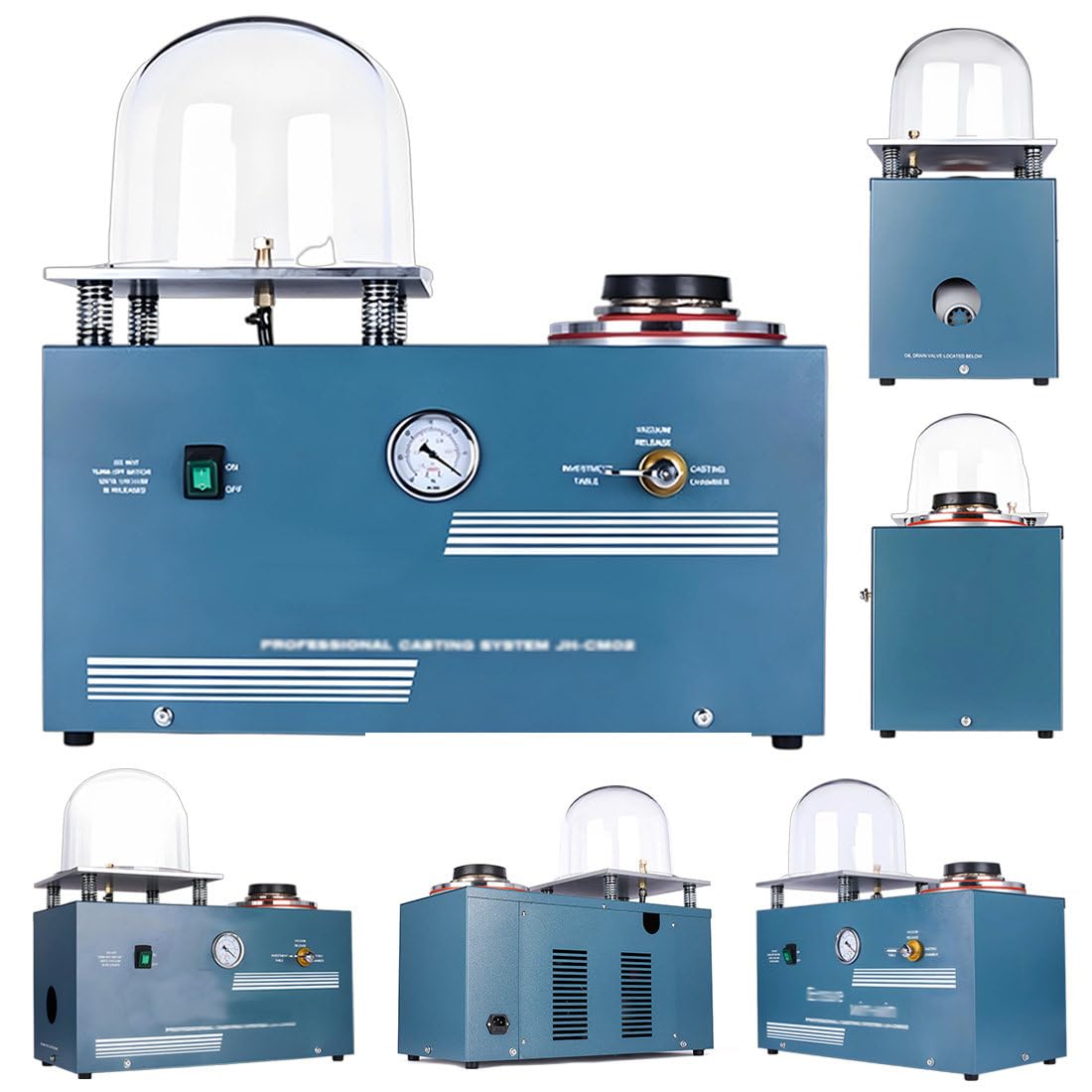 QianCruxtacy Jewelry Casting Vacuum Melting Machine with Auto Clamp Wax Injector, with ±1℃ Accuracy, 0-12s Adjustable Wax Injection, 70℃ Overheat Protection, for Rings Pendants Earrings