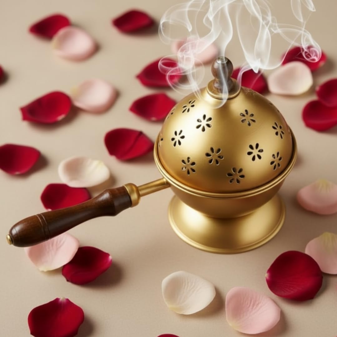 GYAMA™ Metal Loban Dhoop Dani Incense Burner, Gold, 25×11.4×16.5cm-image-40