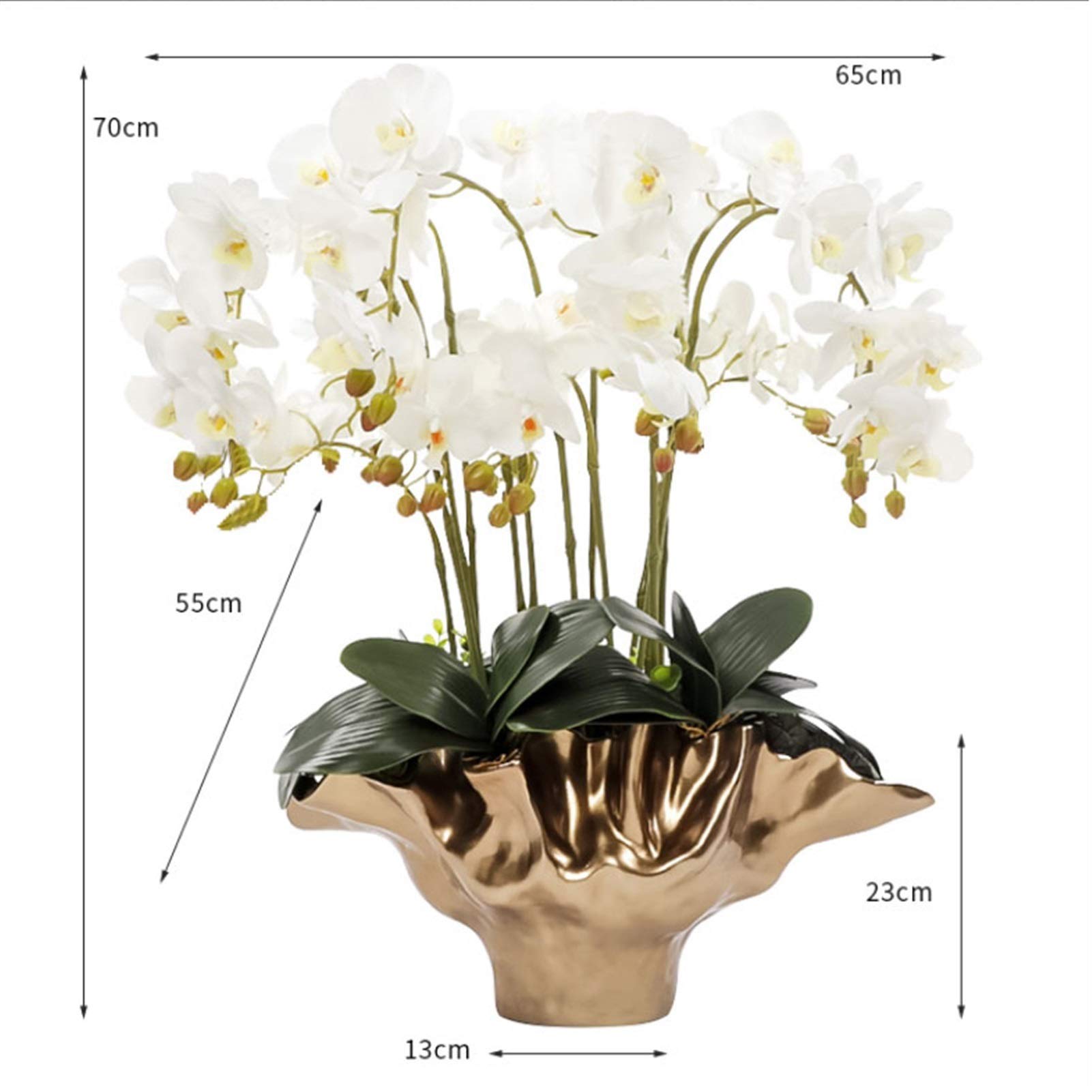 Fleurs artificielles de phalaenopsis, orchidées artificielles, plantes en pot, ensemble d'orchidées papillon blanches, arrangement floral, décoration pour la maison et le bureau, fleurs artificie