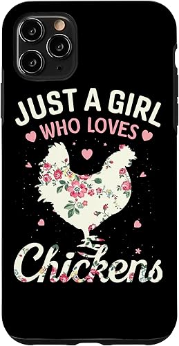 Funda para iPhone 11 Pro Max Just A Girl Who Loves Pollos Floral Farmer Girl