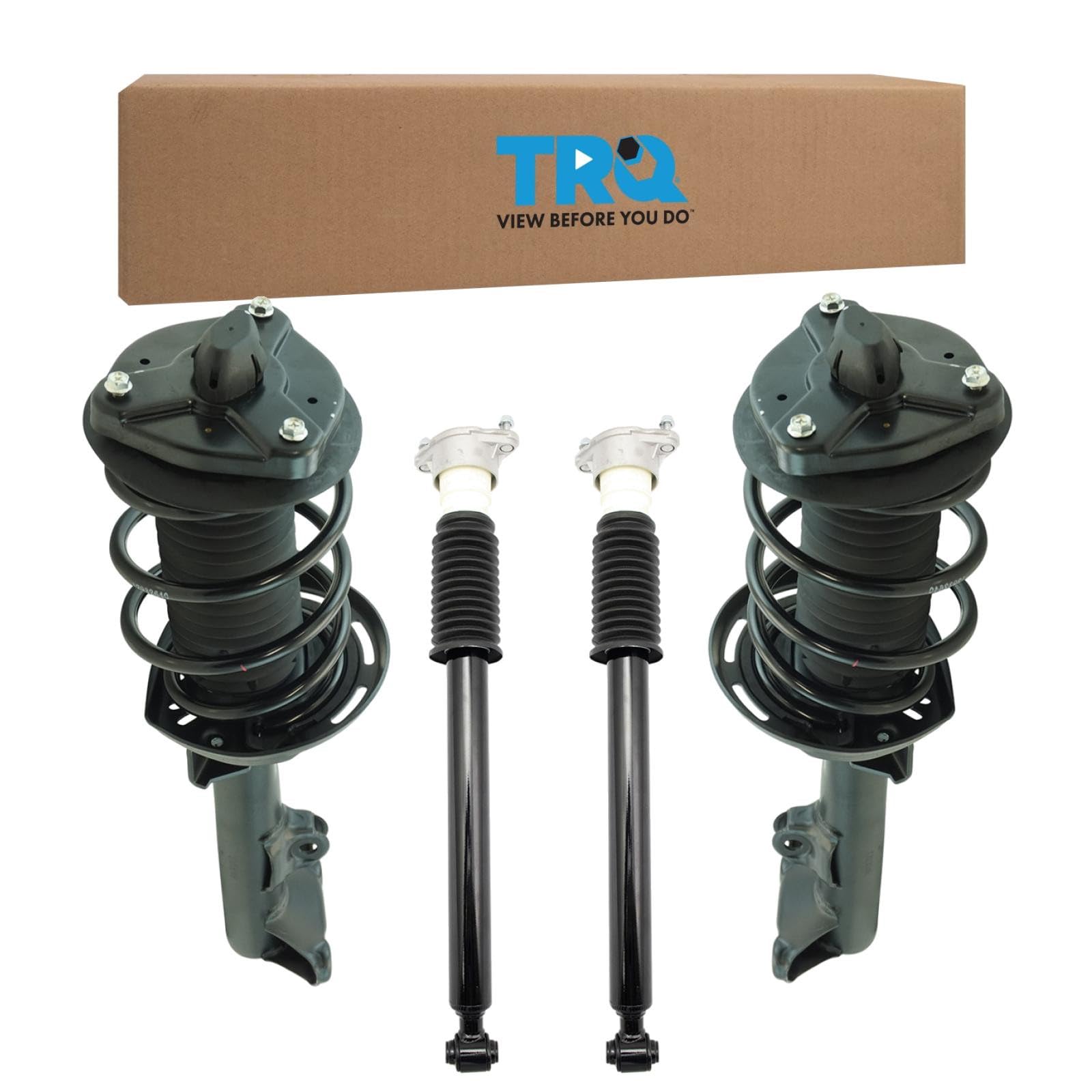 TRQ Front and Rear Complete Strut Assembly &amp; Shock Absorber Kit Complete Strut &amp; Coil Spring Assembly Compatible with 2012-2013 Mercedes-Benz C250 2008-2011 C300 2008-2014 C350 Rear Wheel Drive