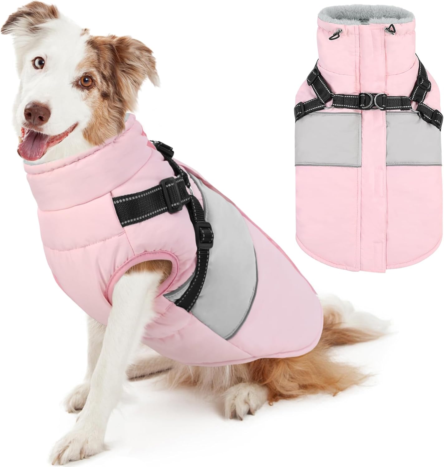 AOFITEE Dog Coat, Large Dog Jacket, Dog Coat with Harness