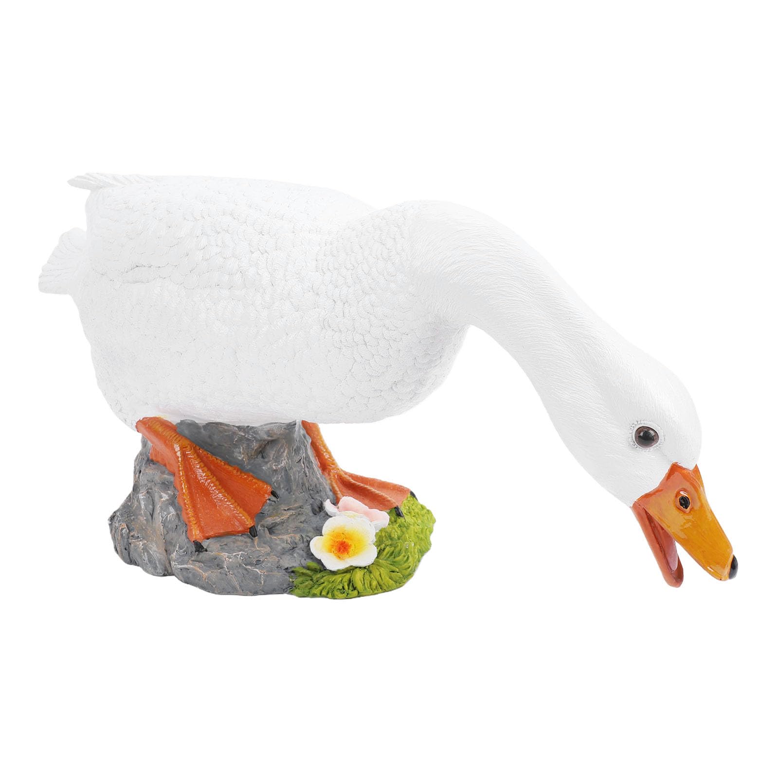 SIXRUN Statua di Anatra Scultura in Resina Dipinta a Mano di Anatra 20,67 X 7,09 X 8,66 Pollici Design Realistico di Foraggiamento Decorazione Esterna Resistente Agli Agenti Atmosferici per Giardino,