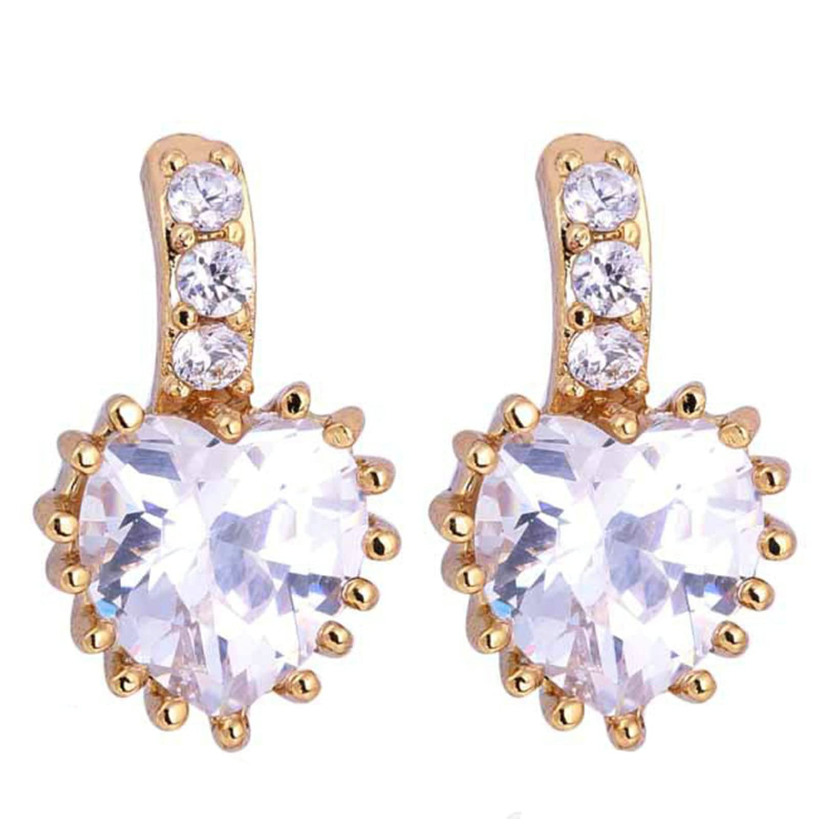 Pendientes de oro amarillo 585 para mujer, elegantes pendientes de corazón amatista, cumpleaños para novia, oro amarillo