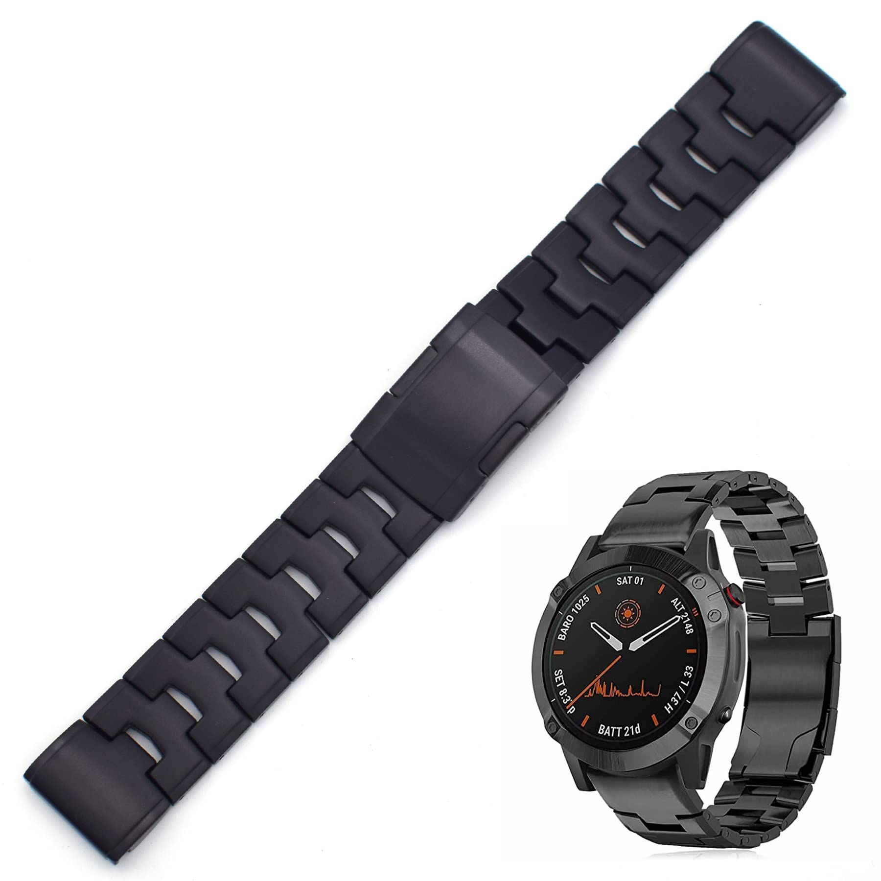 THEAGE Fenix 7X/6X/5X Plus Band, 26mm Titanium Metal Quick Release Easy Fit Watch Strap with Double Button Clasp Compatible for Garmin Fenix 7X/6X Pro/5X/5X Plus/3/3HR Smartwatch-image-10