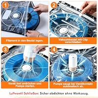 iPalamila 3D Filament Vakuumbeutel Kit mit Auto Pumpe,20er Filament Aufbewahrung 32 * 32cm Verbesserter Saugnapf,Wiederverwendbar,für 3D Drucker Glühfaden Lagerung, Schutz Filament von Feuchtigkeit – Ansicht 6
