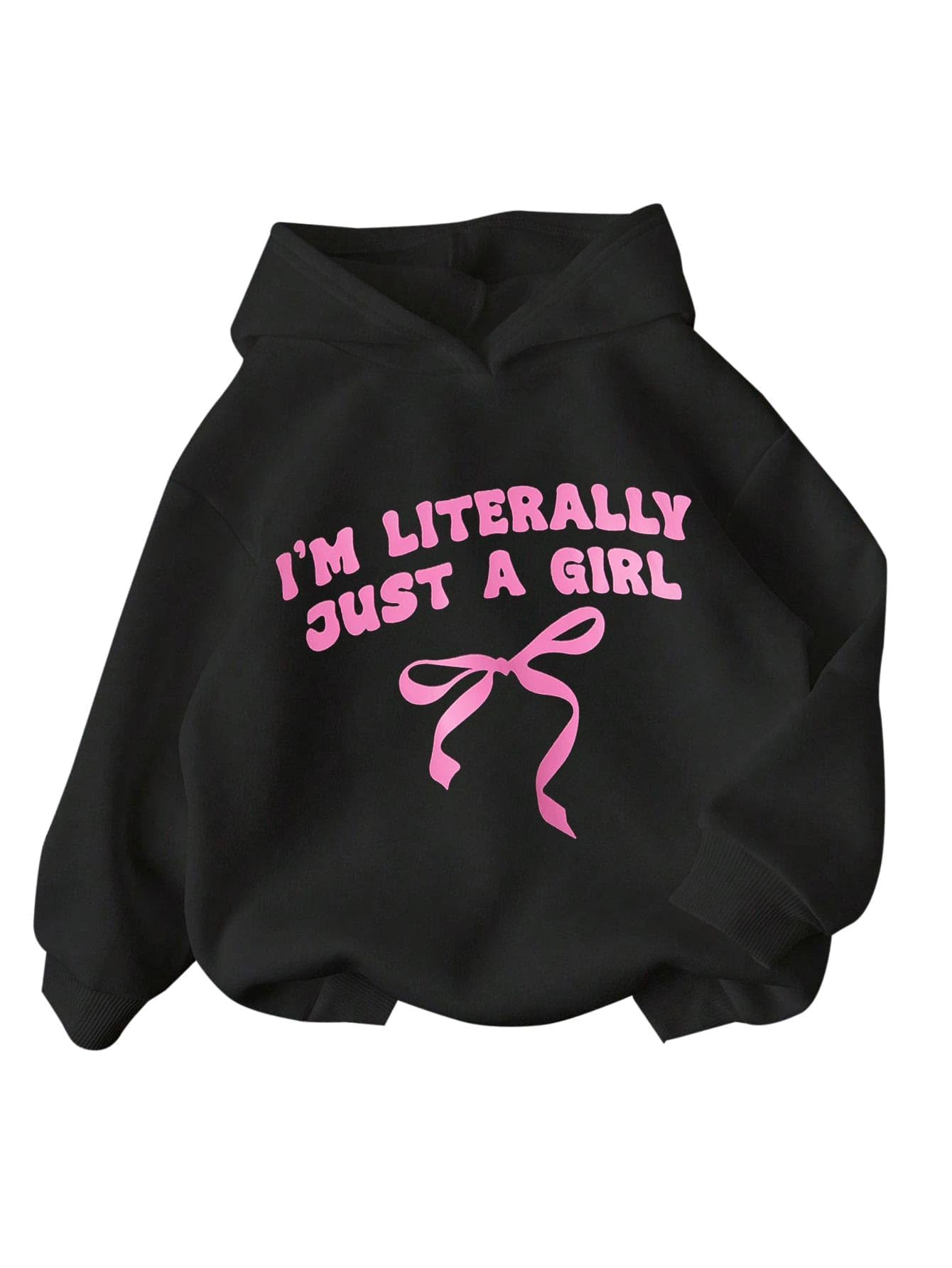 Langärmeliges Kapuzen-Sweatshirt für Mädchen, dicke Grafik, niedlicher Pullover