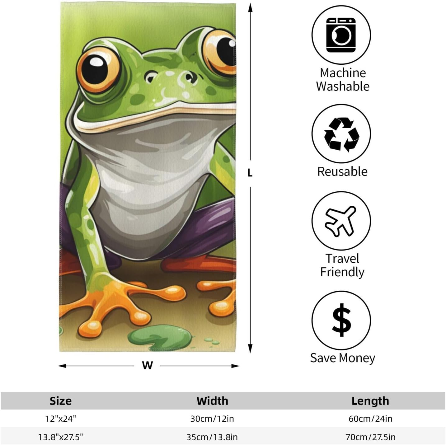 Cartoon Frog Print Hand Towels for Kitchen, Decorative Bathroom Towels Decor Farmhouse Cute for Men Women Gifts