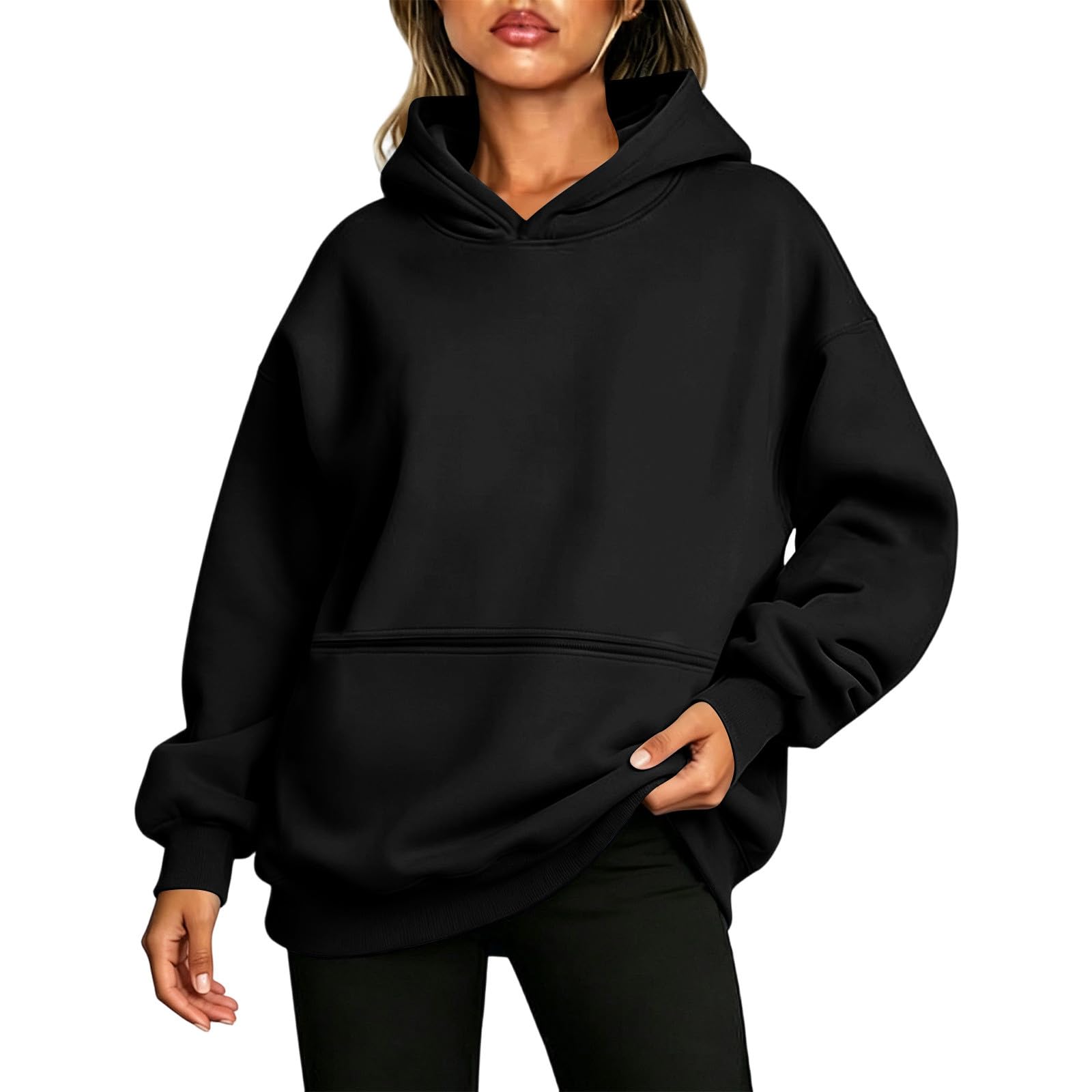 LUCKME Felpa Donna Senza Cappuccio Cotone Girocollo Pullover Casual Moda | Cotone morbido, collo rotondo, confortevole oversize, maniche lunghe, stile minimal, comfort quotidiano, caldo invernale