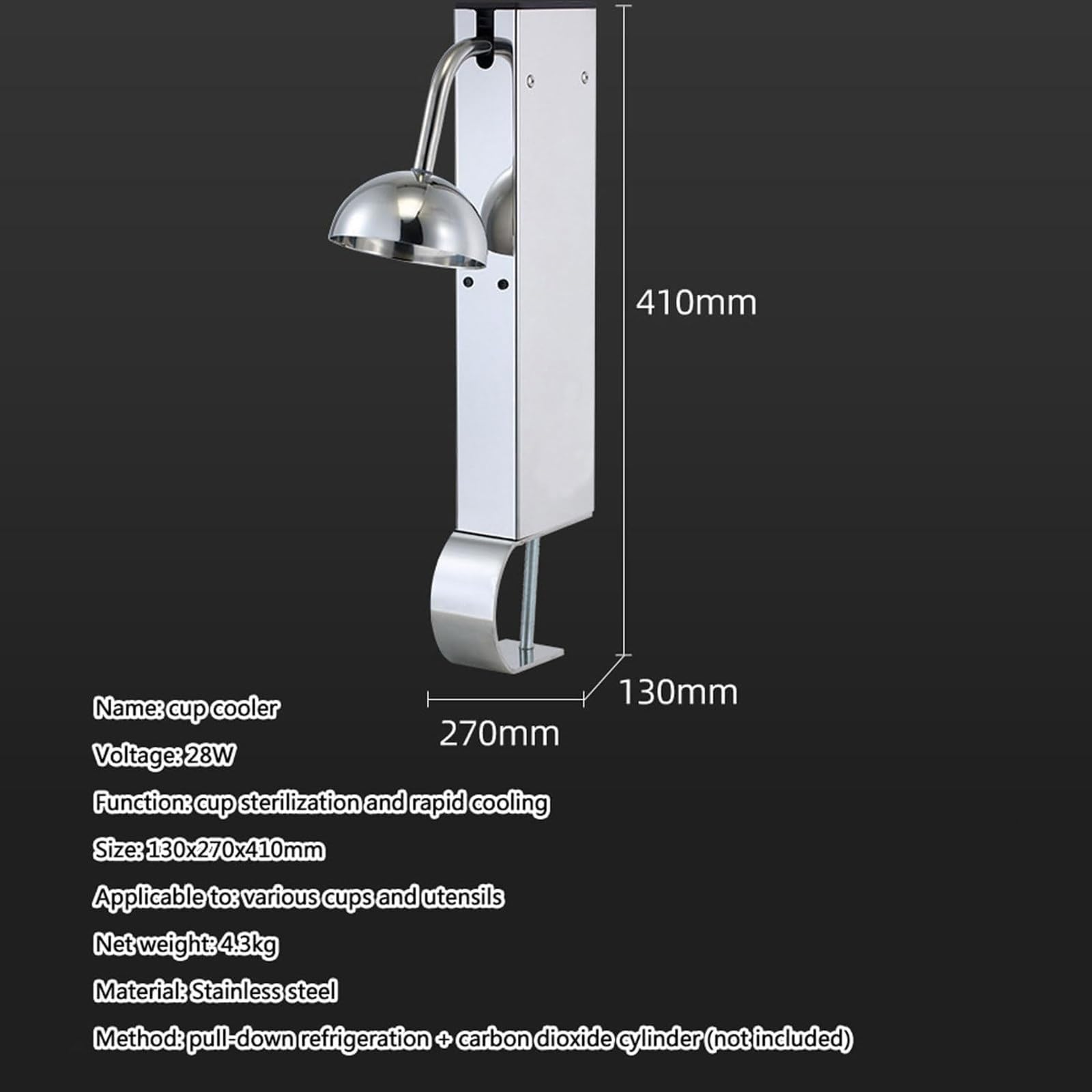 Enfriador Vidrio,Enfriador Vidrio Co2 Congelador,Enfríe Instantáneamente Sus Vasos En 6 Segundos, para Cócteles,Cerveza,Bebidas,Vino