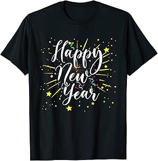 Happy New Year Day Eve Party Fireworks Confetti Costume Fun T-Shirt