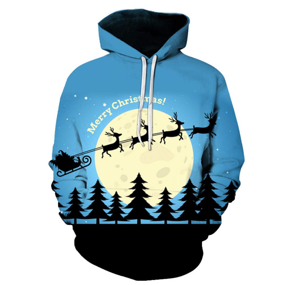 Sudadera con Capucha con Estampado 3D de Reno de Luna de Navidad, Jersey de Moda de otoño/Invierno para Estudiantes, Ropa de Vacaciones para niños