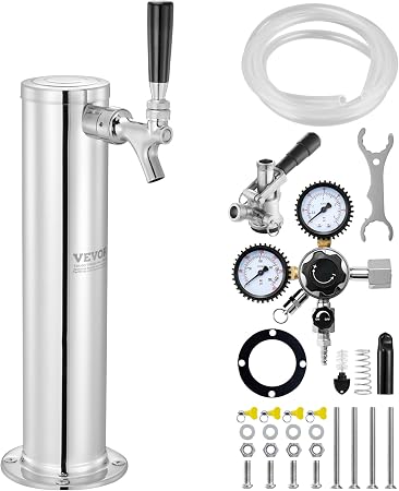 VEVOR Kegerator Tower Kit, Single Tap Beer Conversion Kit, Stainless