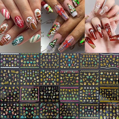 Christmas Nail Art Stickers 3D Metallic Gold - Save 50% - Image 2